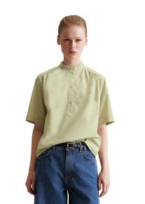 Marc O'Polo Damen Kurzarmbluse "aus Papertouch Popeline", grün, Gr. XXL, MARC O'POLO DENIM, unifarben, Obermaterial: 100% Baumwolle, Blusen