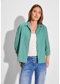 Cecil Damen Hemdbluse, grün, casual, Gr. XXL, unifarben, Web, 100% Baumwolle, Blusen, mit 3/4 Ärmeln