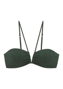 Damen Bandeau-Bikini-Top "Nela", grün, Gr. 42, Copenhagen Studios, unifarben, strukturiert, Rippware, Recycling-Polyamid, Bikini-Oberteile, mit