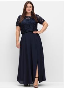 sheego Damen A-Linien-Rock, blau, Gr. 44, 100% Polyester, Röcke