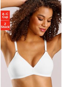 Petite Fleur Damen Soft-BH, Gr. 85, weiß, Jersey, Obermaterial: 93% Baumwolle, 7% Elasthan, Basic, BHs, ohne Bügel, im Triangel Schnitt