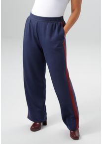 ANISTON PLUS Damen Sweathose, bunt, casual, Gr. 50, unifarben mit Farbeinsatz, Jersey, Obermaterial: 50% Modal, 44% Polyester, 6% Elasthan, Hosen,