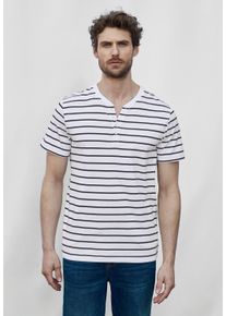 Street One MEN Herren T-Shirt, weiß, casual, Gr. XL, gestreift, Web, 100% Baumwolle, Shirts, aus reiner Baumwolle