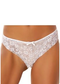 Lascana Damen String, Gr. 44, weiß, Microtouch, Obermaterial: 88% Polyamid, 12% Elasthan, Unterhosen, rundherum aus floraler Spitze, Dessous