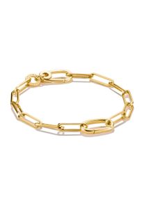 Thomas Sabo Damen Charm-Armband "Charm Club Connect: Paperclip mit einem Connect Link", 17, Silber 925, recycelt, gold, Silber 925, recycelt,