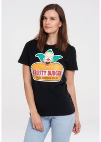 logoshirt Damen T-Shirt "Simpsons - Krusty, der Clown", schwarz, casual, Gr. S, unifarben, 100% Baumwolle, Shirts, mit lizenziertem Print
