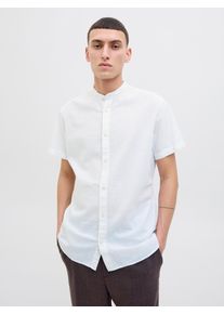Jack & Jones JACK & JONES Herren Kurzarmhemd "JJESUMMER BAND SHIRT SS SN", weiß, modisch, Gr. M, unifarben, Web, Obermaterial: 83% Baumwolle, 17% Leinen, Hemden,