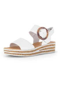 Gabor Damen Keilsandalette, Gr. 40, weiß, Glattleder, unifarben, klassisch, Schuhe, Sommerschuh, Riemchensandale, Klettverschluss unter der