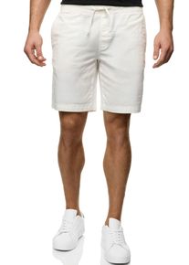 INDICODE Herren Shorts "INWamo", weiß, modisch, Gr. XXL, unifarben, Web, Obermaterial: 55% Baumwolle, 45% Leinen, Hosen