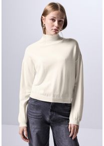 Damen Strickpullover, weiß, casual, Gr. 40, STREET ONE STUDIO, unifarben, Stoff, 50% Viskose, 28% Polyester, 22% Polyamid, Pullover, mit Elastiksaum