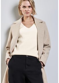 Street One Damen V-Ausschnitt-Pullover, weiß, casual, Gr. 42, unifarben, Strukturmuster, Feinstrick, Obermaterial: 50% Viskose, 28% Polyester, 22%