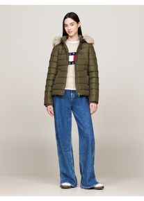Tommy Jeans Damen Steppjacke "TJW BASIC HOODED DOWN JACKET EXT", grün, casual, Gr. L, unifarben, Web, Steppware, Obermaterial: 100% Polyester,