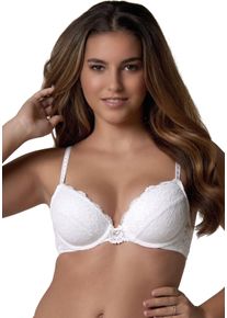 After Eden Damen Außenträger-BH "MOLLY", Gr. 80, weiß, 52% Nylon, 36% Polyamid, 12% Elasthan, unifarben, gemustert, feminin, BHs, mit eleganter