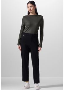 Damen Langarmshirtnightfall grün, casual, Gr. 34, STREET ONE STUDIO, unifarben, Stoff, 65% Polyester, 35% Viskose, Shirts, mit U-Boot-Ausschnitt