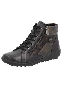 Remonte Damen Schnürboots, Gr. 37, schwarz, Leder, Lederimitat, sportlich, Schuhe, Flats, Komfortschuh, Schnürstiefelette mit TEX-Membran