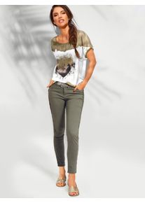 Heine Damen Rundhalsshirt "Druck-Shirt", grün, Gr. 40, gemustert, 95% Polyester, 5% Elasthan, Besatz:100% Baumwolle, Shirts