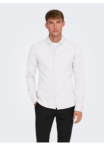 Only & Sons ONLY & SONS Herren Langarmhemd "ONSROBIN B/U LS STRETCH SHIRT NOOS", weiß, modisch, Gr. S, unifarben, Web, Obermaterial: 100% Baumwolle, Hemden