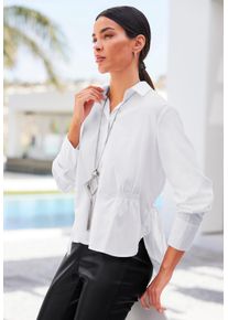 Heine Damen Hemdbluse, weiß, Gr. 42, unifarben, 97% Baumwolle, 3% Elasthan, Blusen