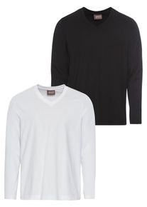 MAN'S WORLD MAN'S WORLD Herren Langarmshirt "CIRCULAR COLLECTION", schwarz-weiß, Basic, Gr. XXXL, unifarben, Jersey, Obermaterial: 100% Baumwolle, Shirts, auch