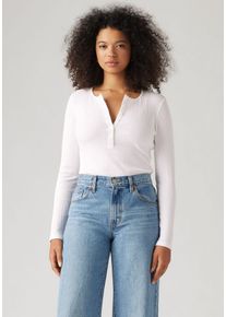 Levi's LEVI'S Damen Langarmshirt "DRY GOODS VACATIONER LS", weiß, casual, Gr. M, unifarben, Single Jersey, Obermaterial: 95% Baumwolle, 5% Elasthan, Shirts,