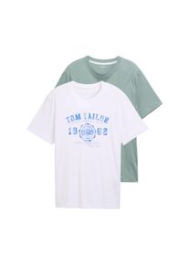 Tom Tailor Herren T-Shirt, grün, casual, Gr. S, bedruckt, Jersey, Obermaterial: 100% Baumwolle, Shirts, mit Frontprint
