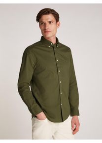 Tommy Hilfiger Herren Businesshemd "FLEX POPLIN SOLID RF SHIRT 1", grün, klassisch, Gr. M, unifarben, Popeline, Obermaterial: 100% Baumwolle, Hemden,