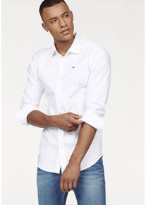 Tommy Jeans Herren Langarmhemd "Sabim Stretch Hemd Shirt", weiß, casual, Gr. XL, unifarben, Web, Obermaterial: 97% Baumwolle, 3% Elasthan, Hemden,
