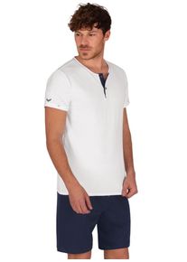 TRIGEMA Herren Schlafanzug "TRIGEMA Kurzer Schlafanzug aus Biobaumwolle (kbA)", Gr. XL, weiß, 100% Baumwolle (Bio-Baumwolle kbA), Basic, Homewear-Sets