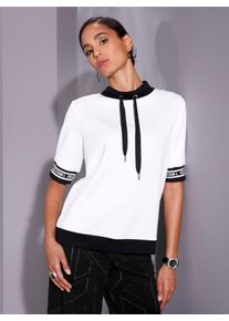 CRÉATION L CREATION L Damen Stehkragenshirt "Shirt", schwarz-weiß, Gr. 38, unifarben, gemustert, 50% Modal, 44% Polyester, 6% Elasthan, Shirts