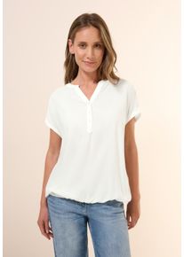 Cecil Damen Kurzarmbluse, weiß, casual, Gr. M, unifarben, Stoff, 100% Viskose, Blusen, aus softer Viskose