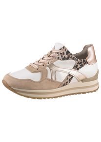 Gabor Damen Plateausneaker "TURIN", Gr. 40weiß, beige kombiniert, Glattleder, Ziegenveloursleder, sportlich, Schuhe, Freizeitschuh, Halbschuh,