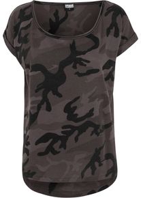 Urban Classics Herren T-Shirt "Urban Classics Damen Ladies Camo Back Shaped Tee", grün, casual, Gr. XS, gemustert, 60% Baumwolle, 40% Polyester,