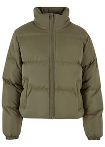 Urban Classics Damen Winterjacke "Urban Classics Damen Ladies Short Peached Puffer Jacket", grün, klassisch, Gr. L, unifarben, 100% Polyester, Jacken