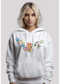 F4NT4STIC Damen Kapuzenpullover "Powerpuff Girls Cheerleaders", weiß, casual, Gr. XS, Obermaterial: 65% Baumwolle, 35% Polyester, Pullover, Premium