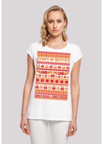 F4NT4STIC Damen T-Shirt "Guns And Roses Christmas", weiß, casual, Gr. XL, Obermaterial: 100% Baumwolle, Shirts, Premium Qualität