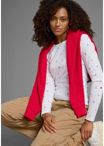 Kangaroos Damen Langarmshirt, weiß, casual, Gr. 36, bedruckt, unifarben, Rippware, Obermaterial: 100% Baumwolle, Shirts, krempelbare Ärmel, sehr