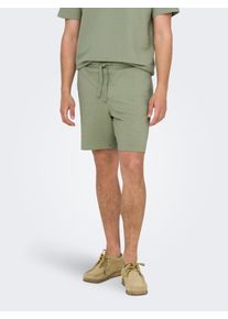Only & Sons ONLY & SONS Herren Shorts "ONSKIAN LIFE REG SEERSUCKER SHORTS NOOS", grün, modisch, Gr. M, unifarben, Web, Obermaterial: 97% Baumwolle, 3% Elasthan,