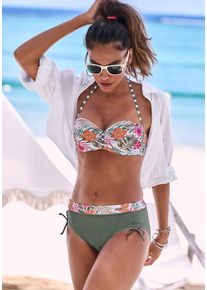 Venice Beach Damen Bandeau-Bikini-Top "Summer", weiß, Gr. 34, bedruckt, floral, Polyamid, Xtra Life LYCRA, Bikini-Oberteile, mit geraffter Mitte