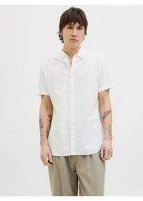 Jack & Jones JACK & JONES Herren Kurzarmhemd "JJEBREEZE SHIRT SS SN", weiß, modisch, Gr. M, unifarben, Web, Obermaterial: 70% Baumwolle, 30% Leinen, Hemden, mit