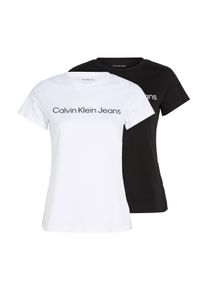 Damen T-Shirt "INSTITUTIONAL LOGO 2-PACK TEE", schwarz-weiß, feminin, Gr. L, Calvin Klein Jeans, unifarben, Single Jersey, Obermaterial: 100%