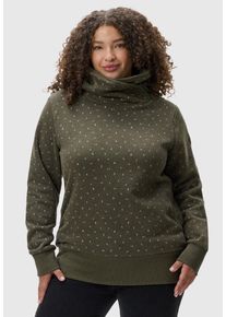 Ragwear Damen Schalkragenpullover "Angell Plus", grün, casual, Gr. 48, Sweatware, 65% Baumwolle, 35% Polyester (recycled), Pullover, Damen Sweater