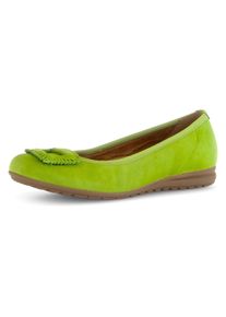 Gabor Damen Ballerina "FLORENZ", Gr. 41, grün, Ziegenveloursleder, unifarben, festlich, Schuhe, Bequemschuh, Businesschuh, Elastikeinfass,