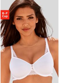 Lascana Damen Minimizer-BH, Gr. 100, weiß, Microtouch, Spitze, Spacer, Obermaterial: 87% Polyamid, 13% Elasthan, feminin, BHs, mit Spacer-Schalen und