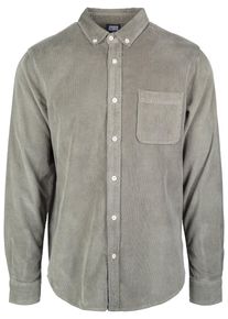 Urban Classics Herren Langarmhemd "Urban Classics Herren Corduroy Shirt", grün, Gr. S, unifarben, 100% Baumwolle, Hemden