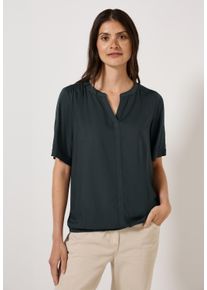 Cecil Damen Kurzarmbluseslate khaki, casual, Gr. XL, unifarben, Stoff, 100% Viskose, Blusen, mit Elastiksaum