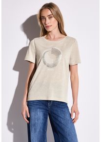 Street One Damen T-Shirtmoonstone sand, casual, Gr. 34, bedruckt, Stoff, 80% Polyester, 20% Viskose, Shirts, mit Rundhalsausschnitt