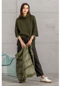 Damen Rollkragenpullover, grün, casual, Gr. ML, SENSES.THE LABEL, Strukturmuster, Material: 67% Polyacryl, 14% Polyester, 12% Polyamid, 7% Elasthan,