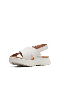 Clarks Damen Sandale "DashLite Wish", Gr. 39sanftes weiß combi, Leder, sportlich, Schuhe, Plateausandale, Klettschuh mit modischer Kreuzbandage