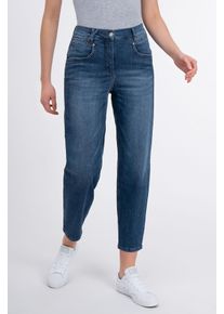 Recover Pants Damen 5-Pocket-Jeans "Kiara", blau, casual, Gr. 40, unifarben, 97% Baumwolle;3% Elasthan, Jeans, mit Ziersteppung am Reißverschluß