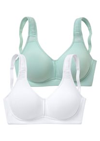 Petite Fleur Damen T-Shirt-BH, Gr. 80, grün, Jersey, Obermaterial: 95% Baumwolle, 5% Elasthan, Basic, BHs, ohne Bügel aus Baumwolle